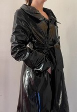 TRENCH VERNIS CIRé NOIR LC COUTURE TAILLE L OU XL  NEUF