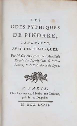 Les odes pythiques pindare - odes,