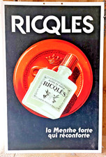 Grande affiche Carton Publicitaire RICQLES - ALCOOL DE MENTHE