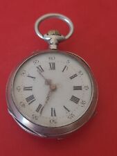 Très belle ancienne montre gousset de col Argent massif  Crabe Fonctionne 