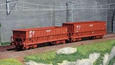 Ls Models 32300 Set de 2 wagons tombereaux, SNCB, DM / DMH rouge UIC, SACILOR