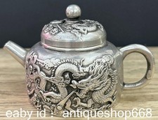 4,2 "Old Chinese Miao Silver Dynasty Dragon Phoenix teapot teakettle