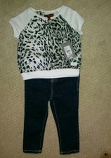 NWT 7 For All Mankind Girls Toddler 2 PC Shirt & Skinny Denim Jeans Set 18M