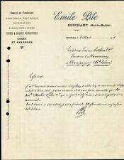 Facture Emile Pile à Ronchamp (Haute-Saône) Sables de Fonderies 1913 dép 70