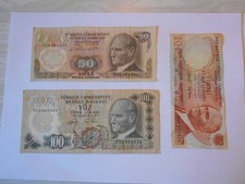 Turquie lot de 3 billets