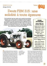 TRACTEUR DEUTZ F2M 315 Une solidité à toute épreuve & Sur 4 Pages