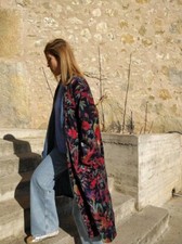 Kimono En Velours Bleu Marine