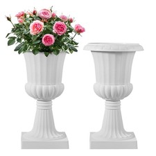 VEVOR Jardinière Urne Plastique Pot de Fleurs Classique 25x42 cm Lot de 2 Blanc
