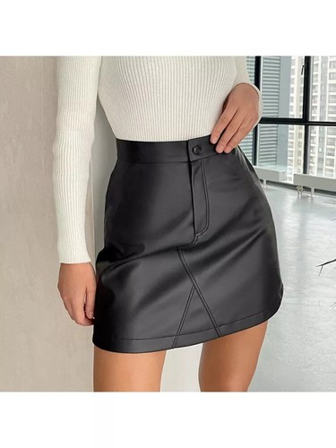Jupe mini cuir - cuir, synthetique