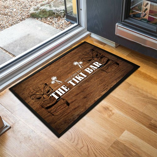 Tapis porte effet - bois, tiki