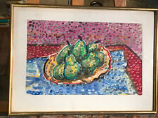 Henri Garrouste 1890-1982 Gouache SUR PAPIER "Nature morte aux poires" 40X25 cm