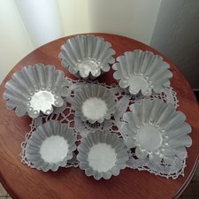 LOT DE 7 ANCIENS PETITS MOULES À GÂTEAUX BRIOCHES EN ALUMINIUM VINTAGE DECO...