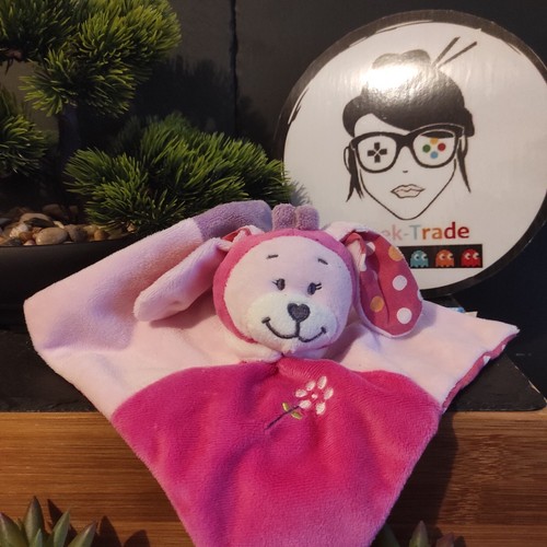 Doudou plat lapin rose violet