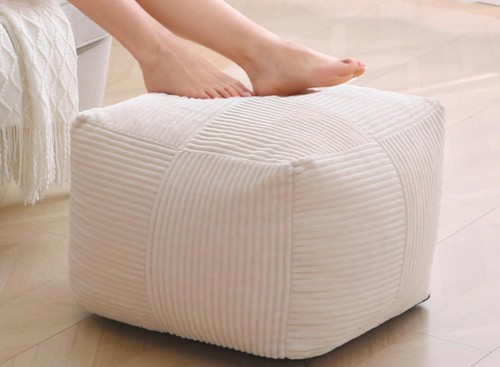 Corduroy pouf ottoman foot - ottoman,