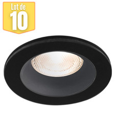 Lot de 10 supports de spots encastrables rond noir IP54