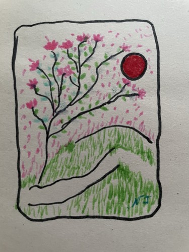 Miniature dessin ancien - ancien, feutre
