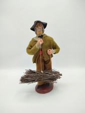 Santon de Provence, Terre cuite, Homme au fagot, Signé Devillaine