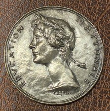 MEDAILLE ARGENT PAR CORBIN @ EDUCATION NATIONALE @ 1949 @ ENFANTS @ SILVER MEDAL