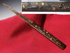 Tategasa & Kanmuri Iron Kozuka w Kogatana Edo original tsuba sword antique