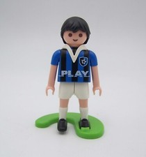 PLAYMOBIL (V5261) SPORT - Football Maillot Bleu Rayé Noir V2 + Support 4700 4701