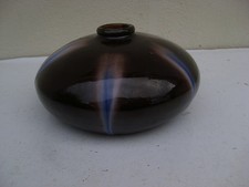 RARE ANCIEN VASE BOULE EN CERAMIQUE SIGNE HEILLES DES ANNEES 80