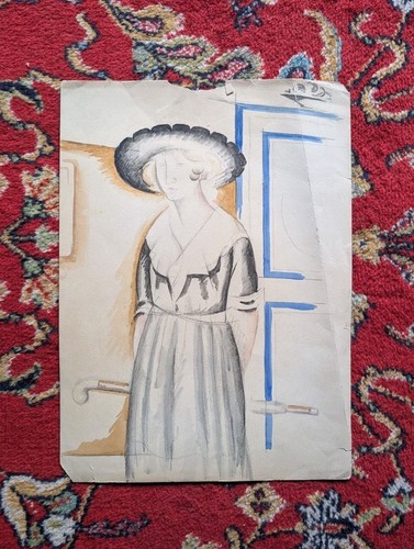 Aquarelle cubiste portrait - cubiste,