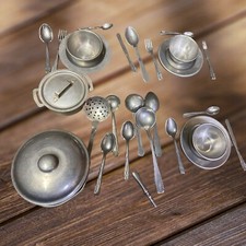 ANCIEN SERVICE DÎNETTE EN MÉTAL ALU POUPÉE ENFANT MOBILIER