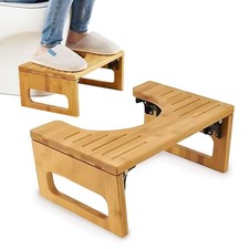 Tabouret De Toilette, Pliante Bambou Toilettes Tabouret, pour Soulager Les In...