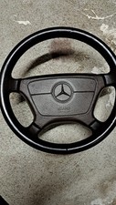 MERCEDES W124 W202 R129 W210 W140 W208 DARK BROW LEATHER STEERING WHEEL ORIGINAL