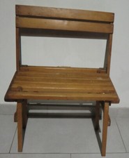 Petit banc pliant bois massif Naether avec poignée début XXème