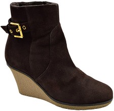 $495 BRUNO MAGLI Brown Suede Leather Women Ankle Platform Boots Shoes Size 35 5 