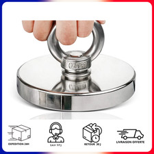 Aimant de Pêche Néodyme Inox 42mm - 60KG Traction - Puissant Robuste Fiabilité