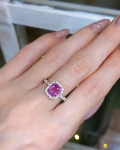 Bague diamant saphir - , rose