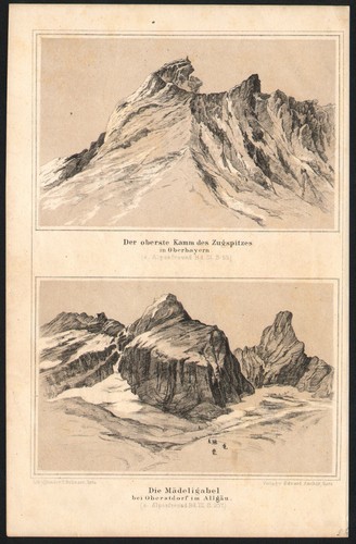 1840 belle lithographie alpes - belle,