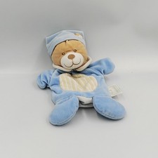 Doudou marionnette ours bleu
