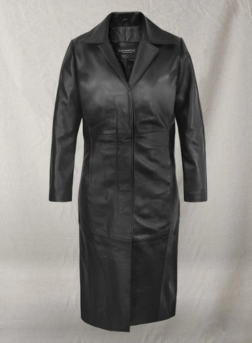 Manteau long cuir noir - manteau,