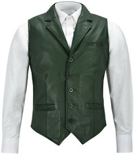 Gilet En Cuir D'Agneau Vert