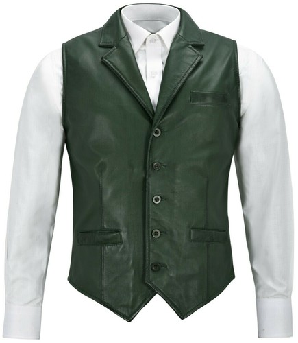 Gilet cuir agneau vert - gilet, d'agneau