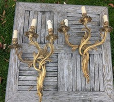 Paire d'appliques en bronze doré style Louis XV rocaille 