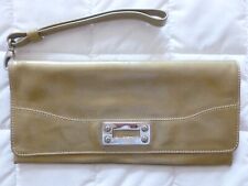 NEUF AUTHENTIQUE SAC POCHETTE + BRAGONNE MARQUE TEXIER CUIR VERNI TEINTE OR