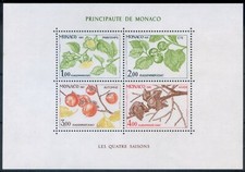 Monaco 1981 MNH** Persimmon Tree*Flowers*Plants*Trees*Nature*Flora Sheet with 4 