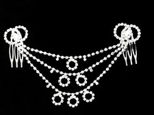 Parure pour Cheveux Bijou Barrette Strass Peigne Cheveux Chaîne Mariage Argent