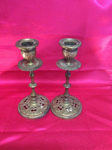 Paire bougeoirs bronze - paire, en
