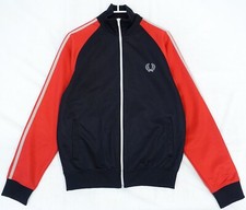 Veste de survêtement homme Fred Perry manches bleu marine et rouge très foncé...