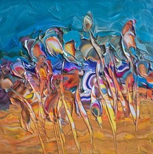 Bruno Cantais  - FANTAZY FLOWERS - Tableau 40x40 cm -