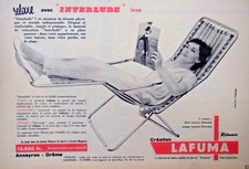 PUBLICITÉ DE PRESSE 1959 CRÉATION LAFUMA FAUTEUIL RELAXE AVEC INTERLUDE LUXE