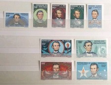 Série 9 Timbres Afrique Centenaire De La Mort Président Abraham Lincoln Neuf*