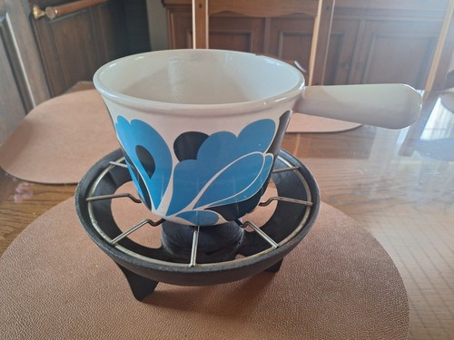Service fondue paon bleu - service,