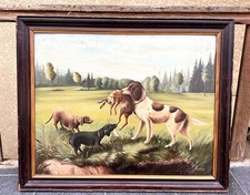 Ancien Grand Tableau Huile Sur