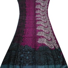 Vintage Violet Saris 100% Pure Soie Imprimé Floral Sari Indien 4.6m Artisanat